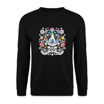 L'oiseau vintage blanc - Sweat-shirt Unisexe - noir - Devant - Alina (178cm) & Michal (187cm)