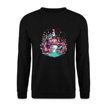 Der Fluss und der Prior - Unisex Pullover - Schwarz - Vorne - Alina (178cm) & Michal (187cm)