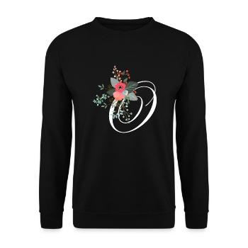 Lettre o fleuris - Sweat-shirt Unisexe - noir - Devant - Alina (178cm) & Michal (187cm)