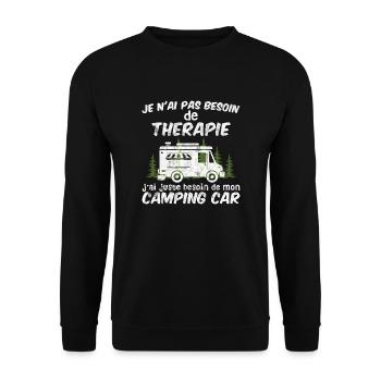 Camping Je N'ai Pas Besoin de Thérapie Camping Car - Sweat-shirt Unisexe - noir - Devant - Alina (178cm) & Michal (187cm)