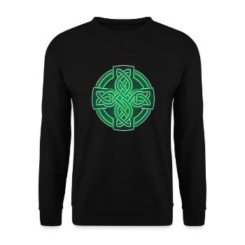 Keltisches Kreuz tolles Design - Unisex Pullover - Schwarz - Vorne - Alina (178cm) & Michal (187cm)