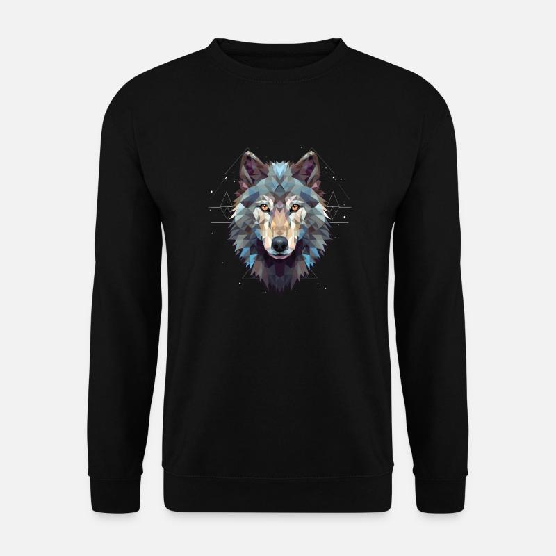 Geometrischer Wolfkopf Polygonal - Unisex Pullover - Schwarz