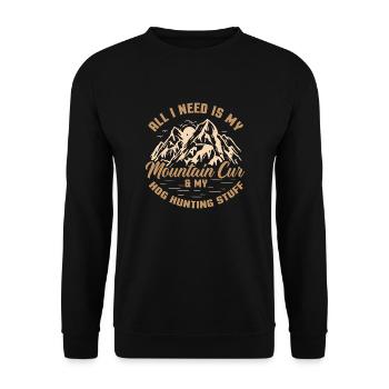 Tout ce dont j’ai besoin, c’est de Mountain Cur et de Hoghunting - Sweat-shirt Unisexe - noir - Devant - Alina (178cm) & Michal (187cm)