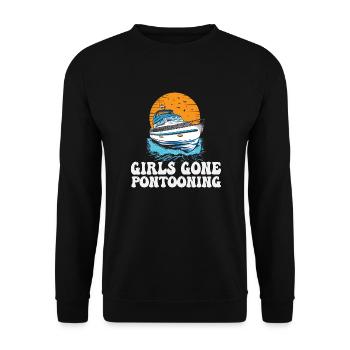 Girls Gone Pontooning Girls Trip Drinking Party - Unisex Pullover - Schwarz - Vorne - Alina (178cm) & Michal (187cm)