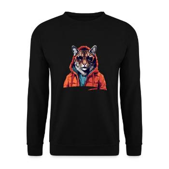 Street style lynx | Lynx lovers - Unisex Sweatshirt - black - Front - Alina (178cm) & Michal (187cm)