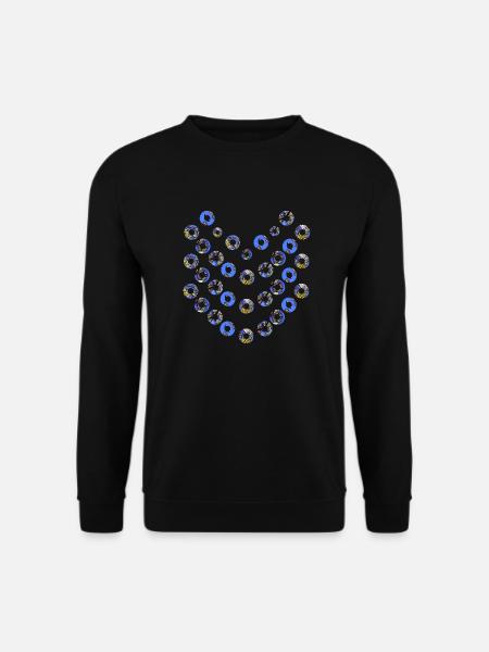 Roundy Wax blau gelb Blumen T-Shirts Sweatshirt - Unisex Pullover - Schwarz