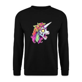 Zombicorn Zombie Unicorn Halloween - Unisex Pullover - Schwarz - Vorne - Alina (178cm) & Michal (187cm)