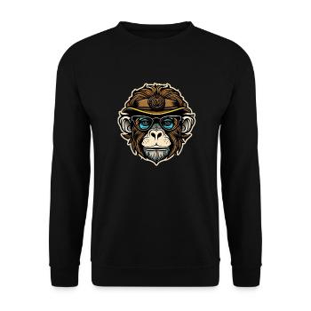 Cooler Hipster Affe mit Sonnenbrille - Unisex Pullover - Schwarz - Vorne - Alina (178cm) & Michal (187cm)