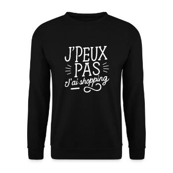 J'peux pas j'ai shopping - Sweat-shirt Unisexe - noir - Devant - Alina (178cm) & Michal (187cm)