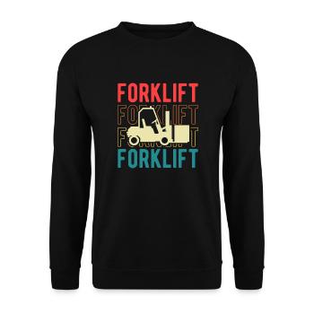 Retro Forklift Driver Vintage Forklifter Forklift - Unisex Pullover - Schwarz - Vorne - Alina (178cm) & Michal (187cm)