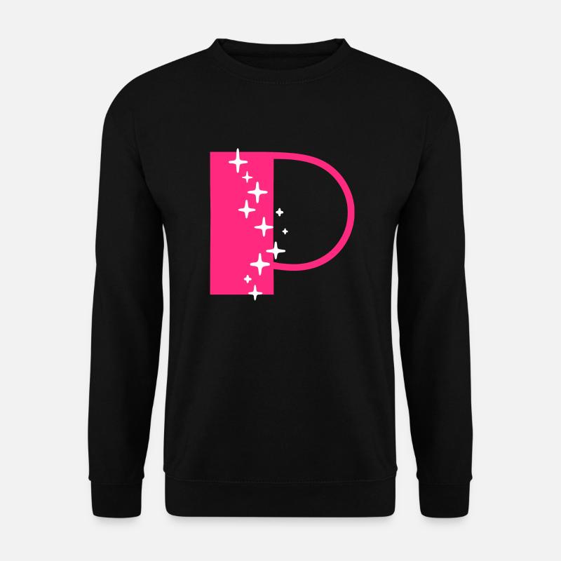 Buchstabe P Glitzer - Unisex Pullover - Schwarz
