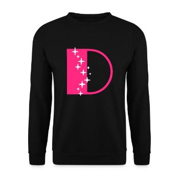 Buchstabe D Glitzer - Unisex Pullover - Schwarz - Vorne - Alina (178cm) & Michal (187cm)