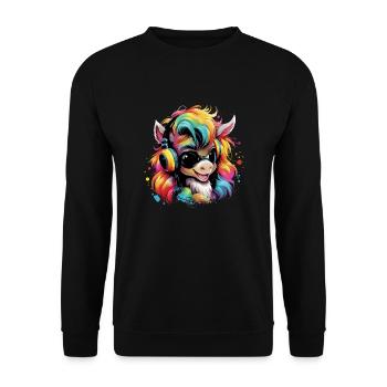Poulain mignon avec casque cadeau sport équestre - Sweat-shirt Unisexe - noir - Devant - Alina (178cm) & Michal (187cm)