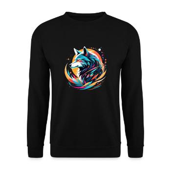 Wolf und Berg - Schützende Natur - Unisex Pullover - Schwarz - Vorne - Alina (178cm) & Michal (187cm)