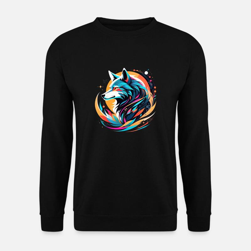 Wolf und Berg - Schützende Natur - Unisex Pullover - Schwarz