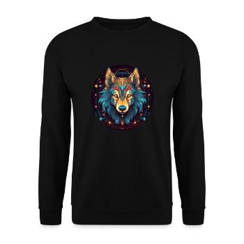 Wolf with Ornament, Love Wolfs - Unisex Sweatshirt - black - Front - Alina (178cm) & Michal (187cm)