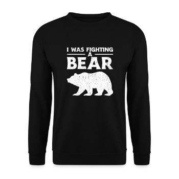Hilarious Broken Arm Design. I Was Fighting A Bear - Unisex Sweatshirt - black - Front - Alina (178cm) & Michal (187cm)
