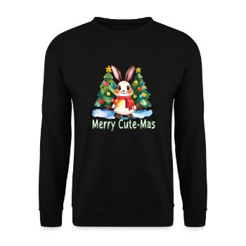 Merry Cute-Mas Bunny - Unisex Sweatshirt - black - Front - Alina (178cm) & Michal (187cm)