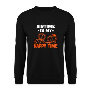 Airtime is My Happy Time Funny Roller Coaster - Unisex Sweatshirt - black - Front - Alina (178cm) & Michal (187cm)