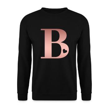 Buchstabe B Roségold - Unisex Pullover - Schwarz - Vorne - Alina (178cm) & Michal (187cm)
