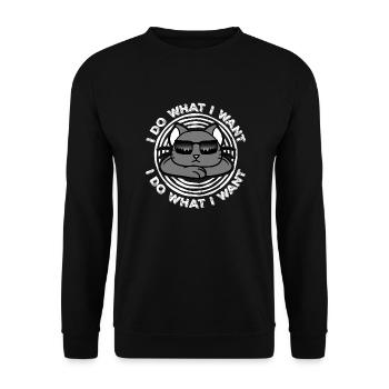 I Do What I Want Cool Cat - Unisex Sweatshirt - black - Front - Alina (178cm) & Michal (187cm)