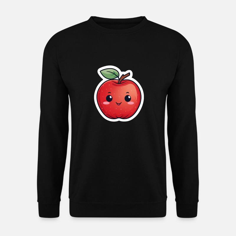 Apfel rot kawaii - Unisex Pullover - Schwarz