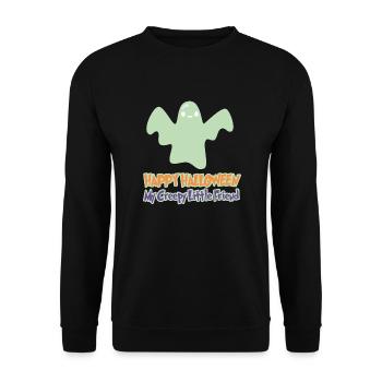 Happy Halloween My Creepy Little Friend Kids Tee - Unisex Sweatshirt - black - Front - Alina (178cm) & Michal (187cm)