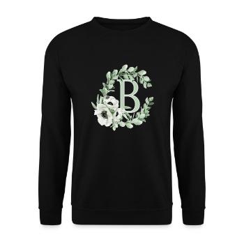 Buchstabe B mit Blumen - Unisex Pullover - Schwarz - Vorne - Alina (178cm) & Michal (187cm)