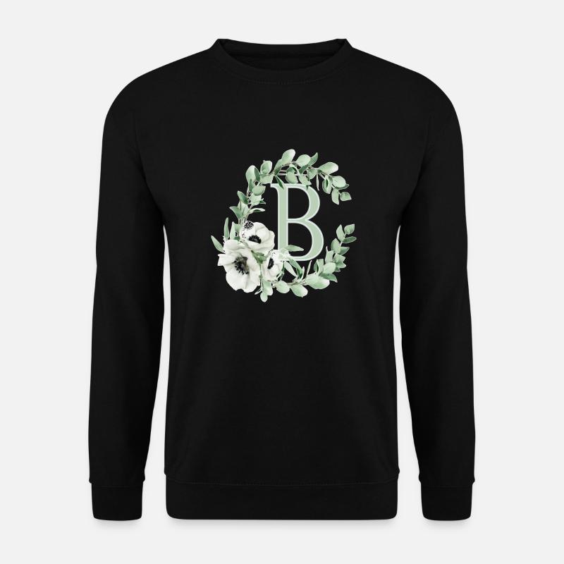 Buchstabe B mit Blumen - Unisex Pullover - Schwarz