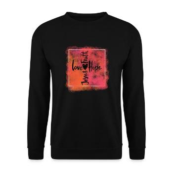 Amour, foi, espérance, Jésus - Sweat-shirt Unisexe - noir - Devant - Alina (178cm) & Michal (187cm)
