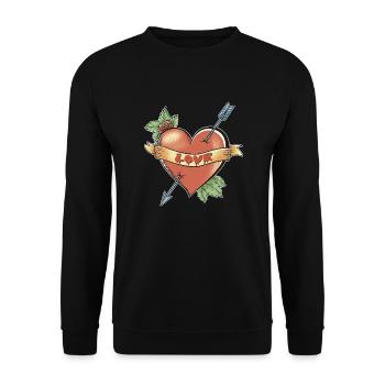 Heart Tattoo with dripping love - Unisex Sweatshirt - black - Front - Alina (178cm) & Michal (187cm)