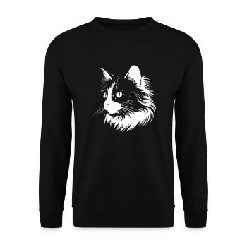 Cat, Cat Motif - Unisex Sweatshirt - black - Front - Alina (178cm) & Michal (187cm)