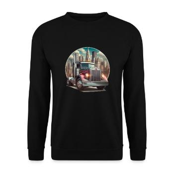 American Truck 18 Wheller Lorry Big Rig Trucking - Unisex Sweatshirt - black - Front - Alina (178cm) & Michal (187cm)