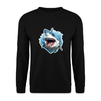 Hai im Ozean - Unisex Pullover - Schwarz - Vorne - Alina (178cm) & Michal (187cm)