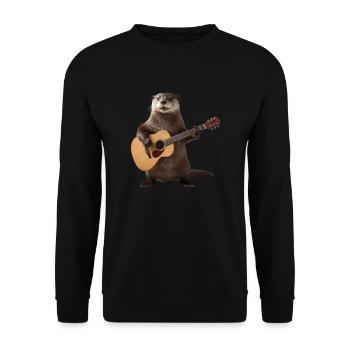Und täglich grüßt das Murmeltier Otter Gitarre - Unisex Pullover - Schwarz - Vorne - Alina (178cm) & Michal (187cm)