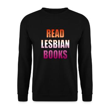 Lesen Sie lesbische Bücher - Unisex Pullover - Schwarz - Vorne - Alina (178cm) & Michal (187cm)