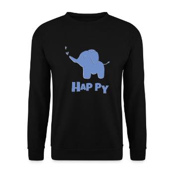 Elephant Happy - Unisex Sweatshirt - black - Front - Alina (178cm) & Michal (187cm)