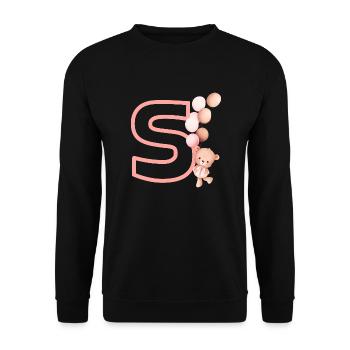 Lettre s rose ours - Sweat-shirt Unisexe - noir - Devant - Alina (178cm) & Michal (187cm)