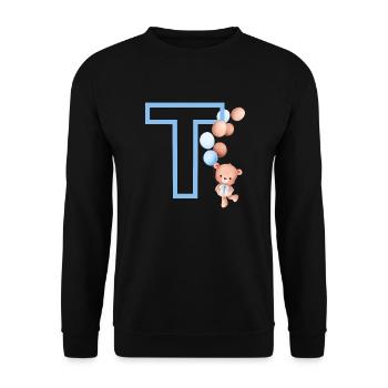 Blue Letter T Bear - Unisex Sweatshirt - black - Front - Alina (178cm) & Michal (187cm)