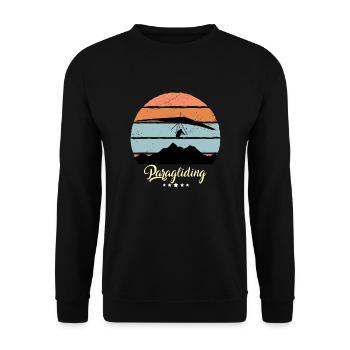Paraglider Gleitschirm Vintage Retro Sport - Unisex Pullover - Schwarz - Vorne - Alina (178cm) & Michal (187cm)