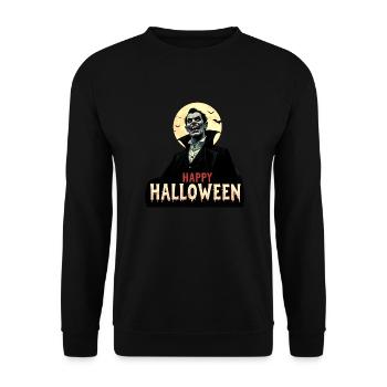 Draculas Halloween-Gruß - Unisex Pullover - Schwarz - Vorne - Alina (178cm) & Michal (187cm)