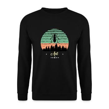 Ameise Insekt Vintage Retro Tiere Sonnenuntergang - Unisex Pullover - Schwarz - Vorne - Alina (178cm) & Michal (187cm)