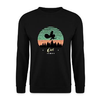 hibou oiseau Vintage rétro animaux coucher de soleil - Sweat-shirt Unisexe - noir - Devant - Alina (178cm) & Michal (187cm)