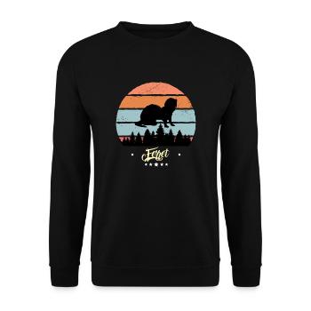 Ferret Vintage Retro Animals Sunset - Unisex Sweatshirt - black - Front - Alina (178cm) & Michal (187cm)