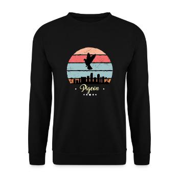 Colombe oiseau Vintage Rétro Animaux Coucher de soleil - Sweat-shirt Unisexe - noir - Devant - Alina (178cm) & Michal (187cm)