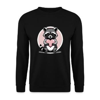 Coeur de raton laveur Coeur mignon Cadeau pour les femmes - Sweat-shirt Unisexe - noir - Devant - Alina (178cm) & Michal (187cm)