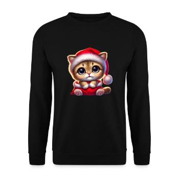 Kätzchen Weihnachten - Unisex Pullover - Schwarz - Vorne - Alina (178cm) & Michal (187cm)