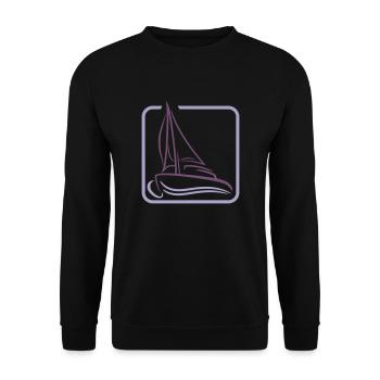 Sailing Logo Icon Square Sailboat Ship - Unisex Sweatshirt - black - Front - Alina (178cm) & Michal (187cm)