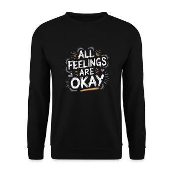 Allowing Feelings: Mental Health Message - Unisex Sweatshirt - black - Front - Alina (178cm) & Michal (187cm)