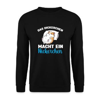 Hamster Schlafshirt Dickerchen macht Nickerchen - Unisex Pullover - Schwarz - Vorne - Alina (178cm) & Michal (187cm)